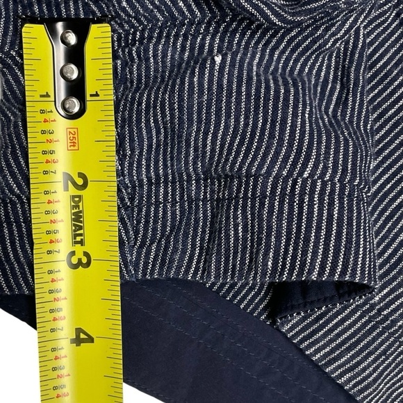 ATHLETA Navy Blue Striped Bali Linen Shorts Size 12 - Picture 11 of 13